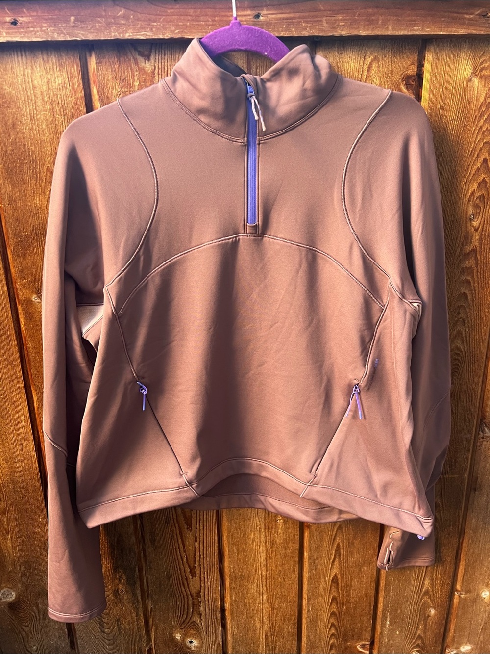 Lululemon Tech Fleece Hiking 1/4 Zip Pullover Size 8 Dark Oxide / Pink Clay - Picture 3 of 16